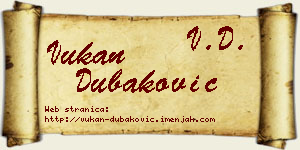 Vukan Dubaković vizit kartica
